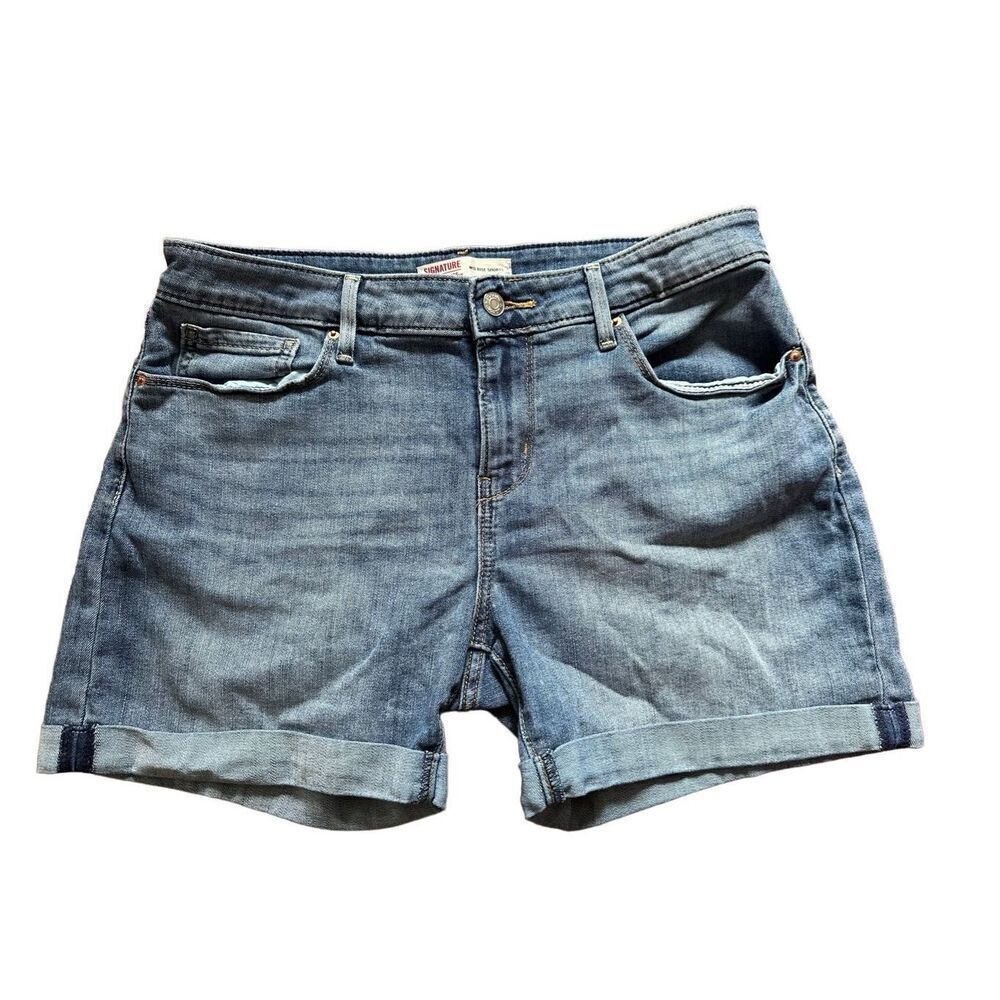 Levi’s women’s Mid rise denim roll‎ tab shorts sz 10